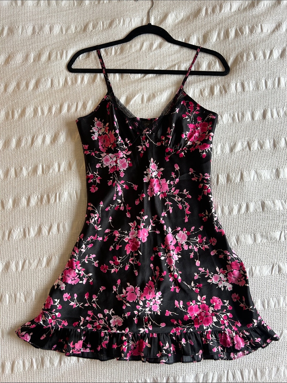 Black/Pink Floral Chemise Dress